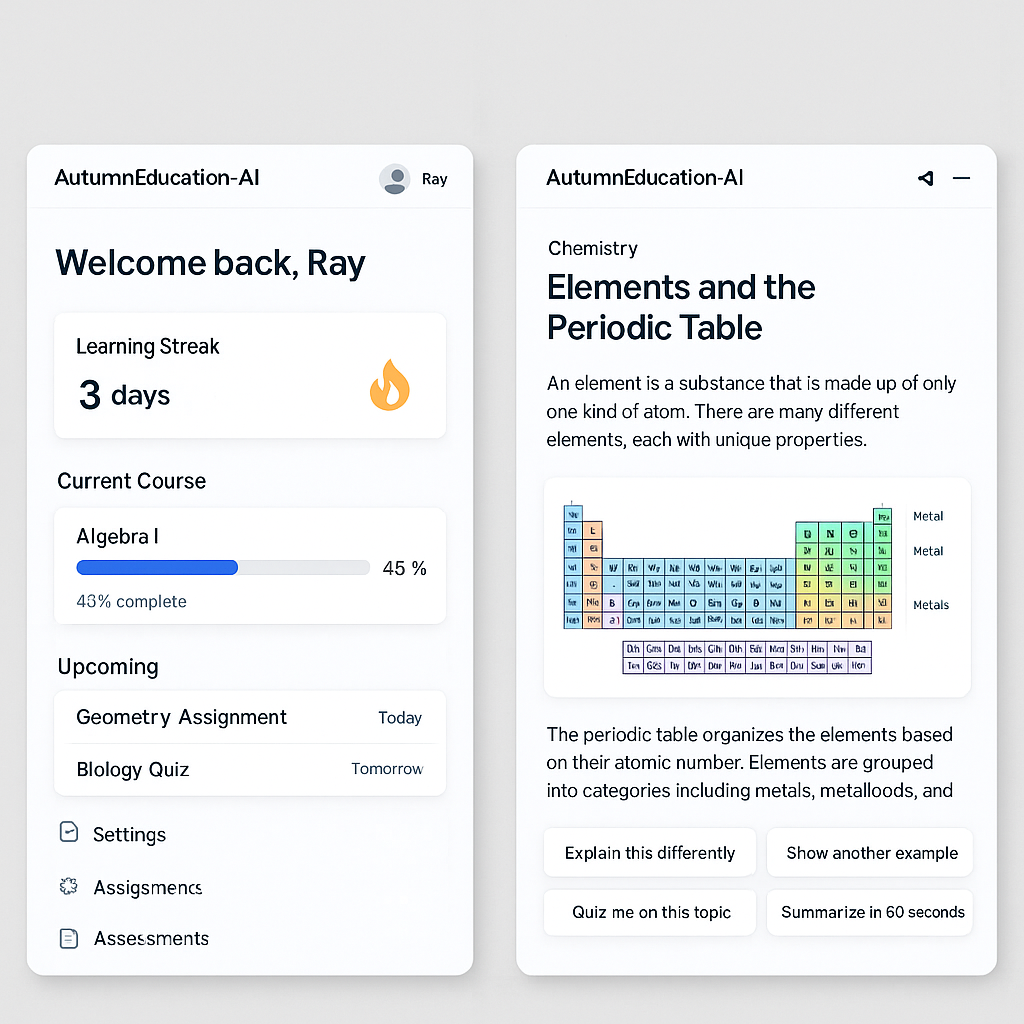 Student dashboard with streaks